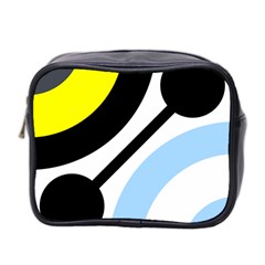 Circle Line Chevron Wave Black Blue Yellow Gray White Mini Toiletries Bag 2-side by Mariart