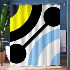 Circle Line Chevron Wave Black Blue Yellow Gray White Shower Curtain 60  X 72  (medium)  by Mariart