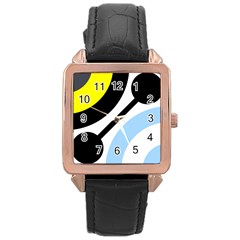 Circle Line Chevron Wave Black Blue Yellow Gray White Rose Gold Leather Watch  by Mariart