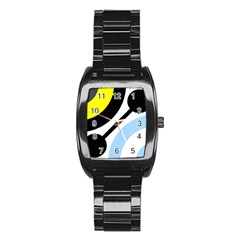 Circle Line Chevron Wave Black Blue Yellow Gray White Stainless Steel Barrel Watch by Mariart