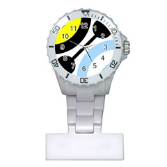 Circle Line Chevron Wave Black Blue Yellow Gray White Plastic Nurses Watch by Mariart