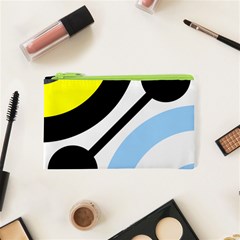 Circle Line Chevron Wave Black Blue Yellow Gray White Cosmetic Bag (xs)