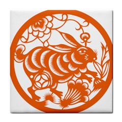 Chinese Zodiac Horoscope Rabbit Star Orange Tile Coasters