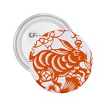 Chinese Zodiac Horoscope Rabbit Star Orange 2.25  Buttons Front