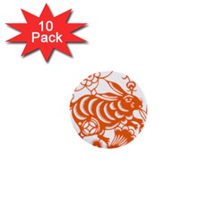 Chinese Zodiac Horoscope Rabbit Star Orange 1  Mini Buttons (10 pack) 