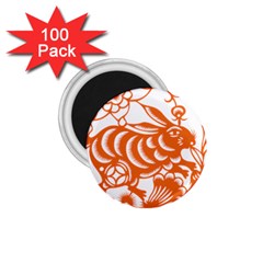 Chinese Zodiac Horoscope Rabbit Star Orange 1 75  Magnets (100 Pack)  by Mariart