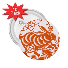 Chinese Zodiac Horoscope Rabbit Star Orange 2.25  Buttons (10 pack) 