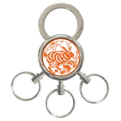 Chinese Zodiac Horoscope Rabbit Star Orange 3-Ring Key Chains