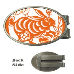 Chinese Zodiac Horoscope Rabbit Star Orange Money Clips (Oval) 