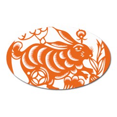 Chinese Zodiac Horoscope Rabbit Star Orange Oval Magnet by Mariart