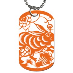 Chinese Zodiac Horoscope Rabbit Star Orange Dog Tag (one Side) by Mariart