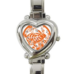 Chinese Zodiac Horoscope Rabbit Star Orange Heart Italian Charm Watch