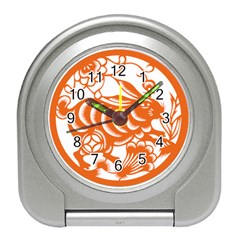 Chinese Zodiac Horoscope Rabbit Star Orange Travel Alarm Clocks by Mariart