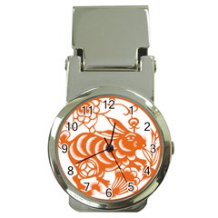 Chinese Zodiac Horoscope Rabbit Star Orange Money Clip Watches