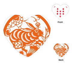 Chinese Zodiac Horoscope Rabbit Star Orange Playing Cards (heart)  by Mariart