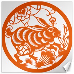 Chinese Zodiac Horoscope Rabbit Star Orange Canvas 12  x 12  