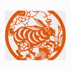 Chinese Zodiac Horoscope Rabbit Star Orange Small Glasses Cloth (2-side) by Mariart