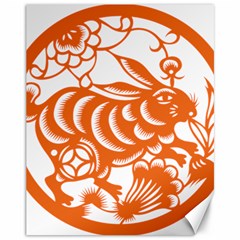 Chinese Zodiac Horoscope Rabbit Star Orange Canvas 11  X 14   by Mariart