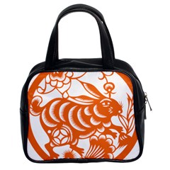 Chinese Zodiac Horoscope Rabbit Star Orange Classic Handbags (2 Sides) by Mariart