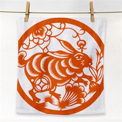 Chinese Zodiac Horoscope Rabbit Star Orange Face Towel by Mariart