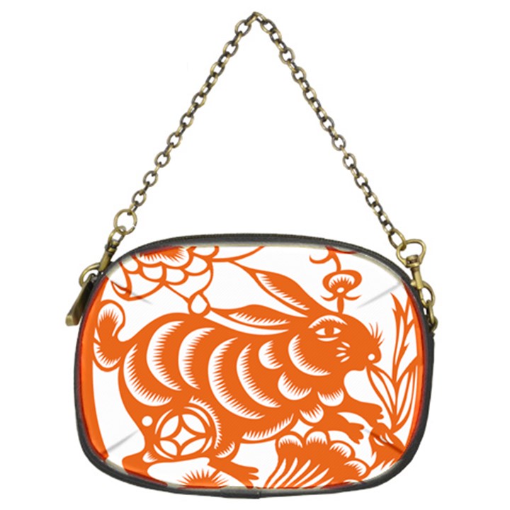 Chinese Zodiac Horoscope Rabbit Star Orange Chain Purses (Two Sides) 