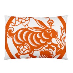 Chinese Zodiac Horoscope Rabbit Star Orange Pillow Case by Mariart