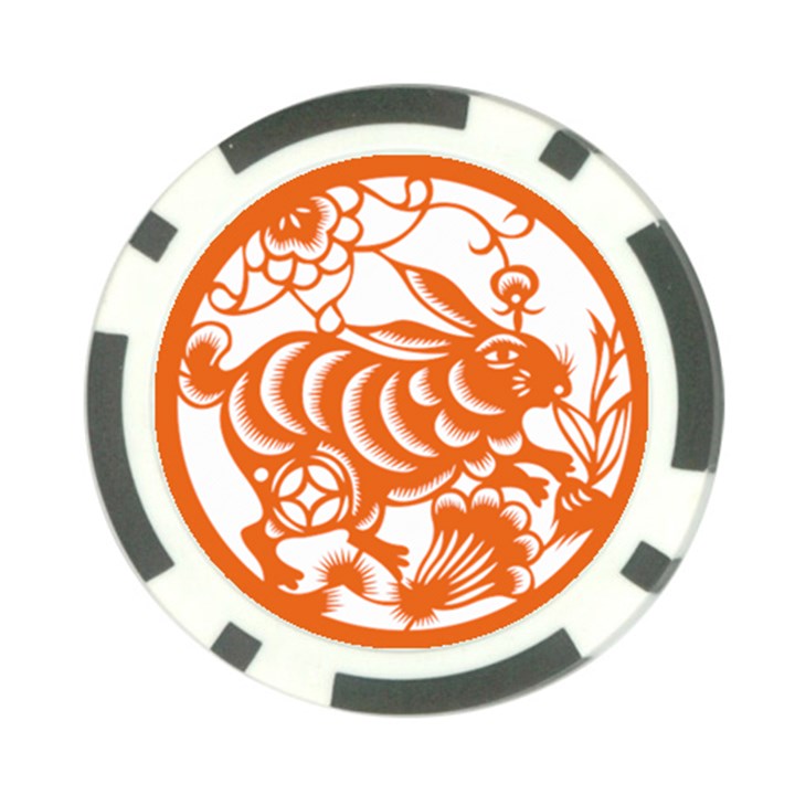 Chinese Zodiac Horoscope Rabbit Star Orange Poker Chip Card Guard (10 pack)