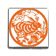 Chinese Zodiac Horoscope Rabbit Star Orange Memory Card Reader (square) by Mariart