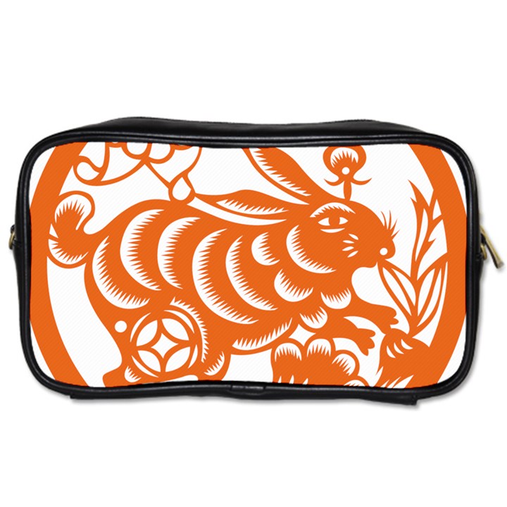 Chinese Zodiac Horoscope Rabbit Star Orange Toiletries Bags 2-Side