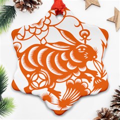 Chinese Zodiac Horoscope Rabbit Star Orange Snowflake Ornament (Two Sides)