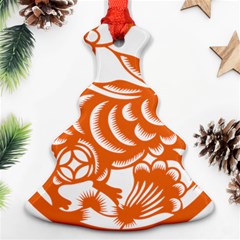 Chinese Zodiac Horoscope Rabbit Star Orange Christmas Tree Ornament (two Sides) by Mariart