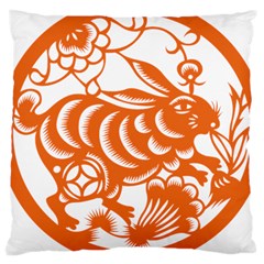 Chinese Zodiac Horoscope Rabbit Star Orange Large Cushion Case (Two Sides)