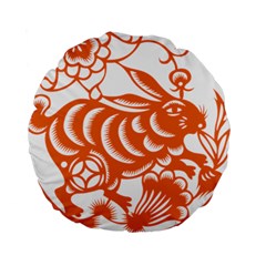 Chinese Zodiac Horoscope Rabbit Star Orange Standard 15  Premium Round Cushions