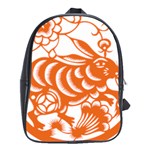 Chinese Zodiac Horoscope Rabbit Star Orange School Bags (XL)  Front