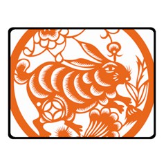 Chinese Zodiac Horoscope Rabbit Star Orange Double Sided Fleece Blanket (Small) 