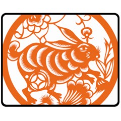 Chinese Zodiac Horoscope Rabbit Star Orange Double Sided Fleece Blanket (Medium) 