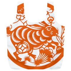 Chinese Zodiac Horoscope Rabbit Star Orange Full Print Recycle Bags (l)  by Mariart