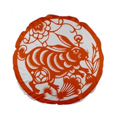 Chinese Zodiac Horoscope Rabbit Star Orange Standard 15  Premium Flano Round Cushions