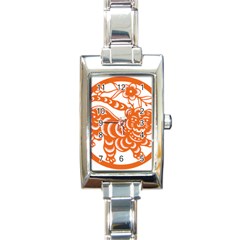 Chinese Zodiac Signs Tiger Star Orangehoroscope Rectangle Italian Charm Watch by Mariart