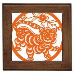 Chinese Zodiac Signs Tiger Star Orangehoroscope Framed Tiles by Mariart