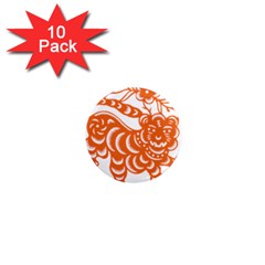 Chinese Zodiac Signs Tiger Star Orangehoroscope 1  Mini Magnet (10 Pack)  by Mariart