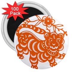 Chinese Zodiac Signs Tiger Star Orangehoroscope 3  Magnets (100 Pack) by Mariart