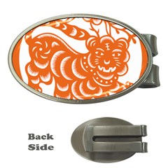 Chinese Zodiac Signs Tiger Star Orangehoroscope Money Clips (oval)  by Mariart