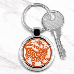 Chinese Zodiac Signs Tiger Star Orangehoroscope Key Chains (round)  by Mariart