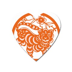 Chinese Zodiac Signs Tiger Star Orangehoroscope Heart Magnet by Mariart