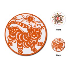 Chinese Zodiac Signs Tiger Star Orangehoroscope Playing Cards (round)  by Mariart