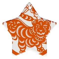 Chinese Zodiac Signs Tiger Star Orangehoroscope Star Ornament (two Sides) by Mariart