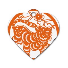 Chinese Zodiac Signs Tiger Star Orangehoroscope Dog Tag Heart (two Sides) by Mariart