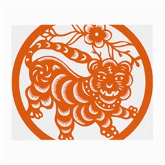 Chinese Zodiac Signs Tiger Star Orangehoroscope Small Glasses Cloth (2-side) by Mariart