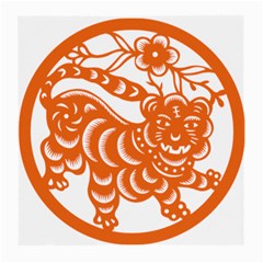 Chinese Zodiac Signs Tiger Star Orangehoroscope Medium Glasses Cloth (2-side) by Mariart